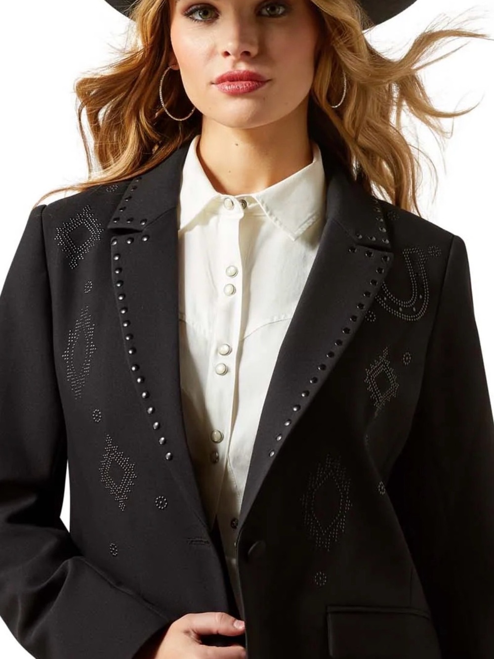 Women's Ariat After Party Black Stud-Embellished Blazer Jacket